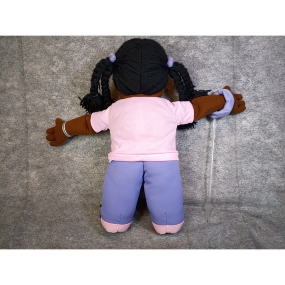 Puppet Factory African American Girl Puppet Braids Pink Shirt Full Body Vintage - Picture 3 of 8